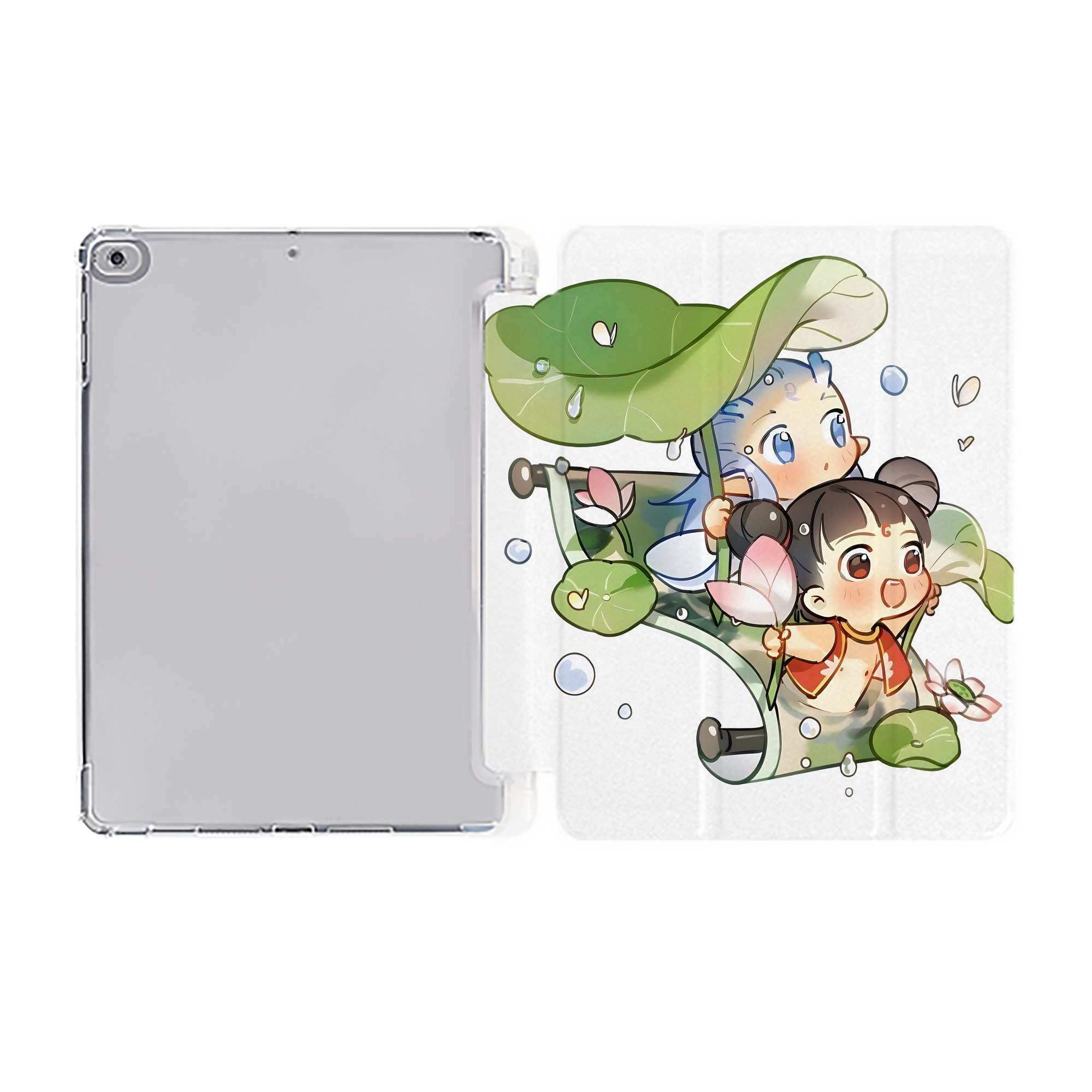 （画像用） Ne Zha 2 ナタ 魔童の大暴れ IPad ケース ペン収納付き 三つ折りスタンド PUレザー×シリコン 対応機種9.5/10.5/10.9インチ